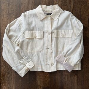 NWOT Zara Cropped Cream Lined Linen Blend Jacket